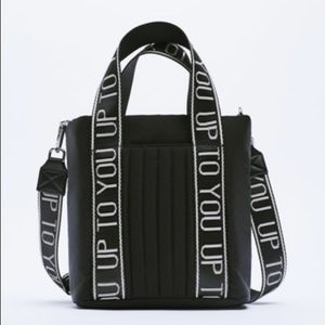 Zara New With Tags Mini Crossbody Nylon Black Tote Bag, nwt